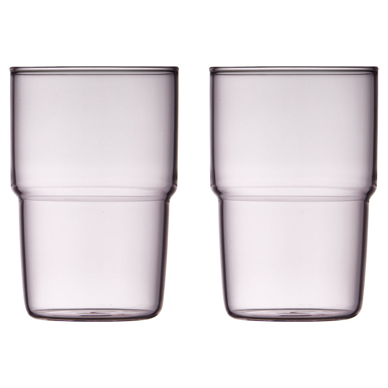 Lyngby Glas Trinkglas – 2er Set, 400 ml, Ø 7,7 cm, H 11,5 cm, Glas, Pink, spülmaschinenfest