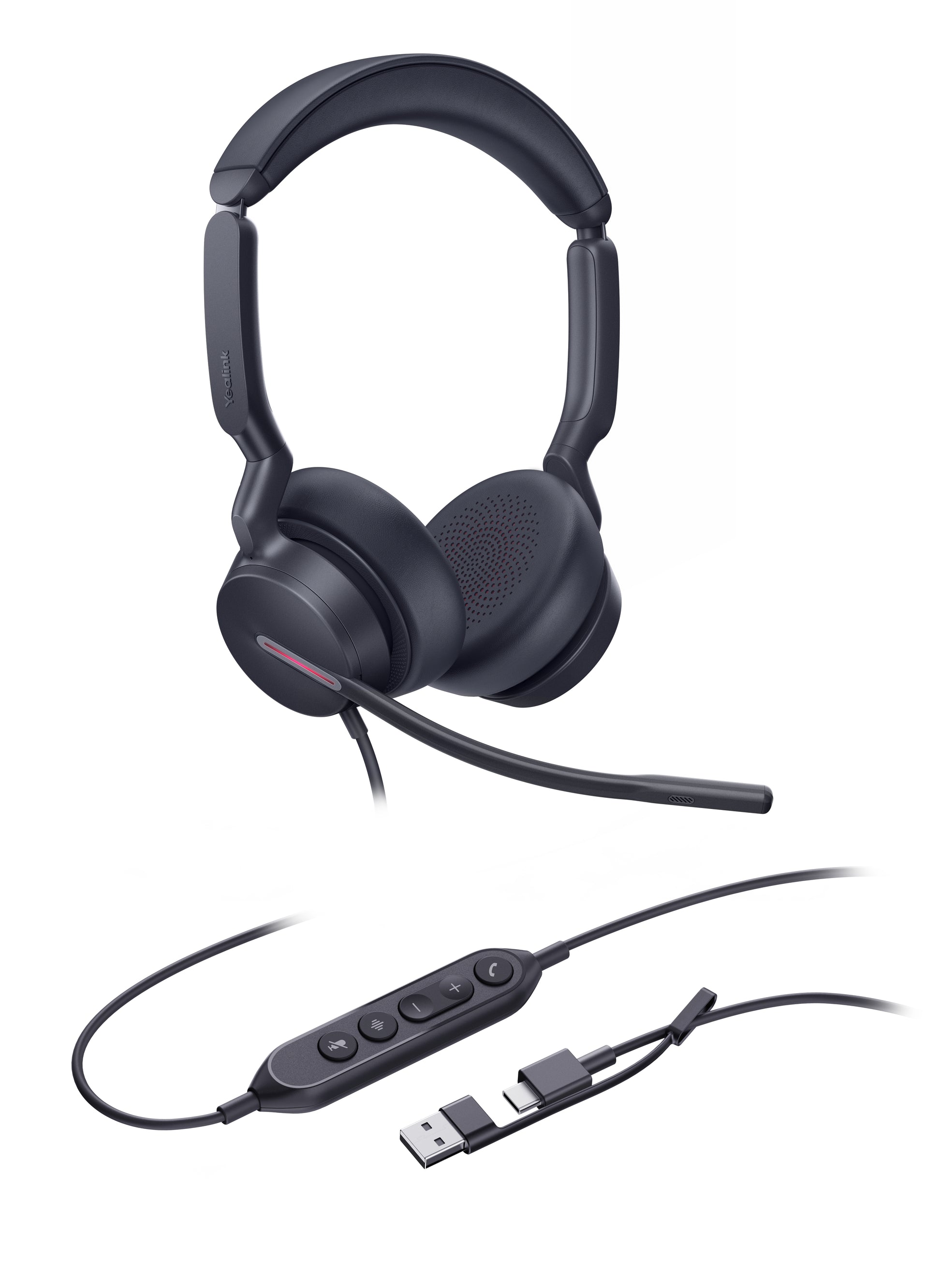 Yealink UH46 Dual UC Office-Headset – On-Ear, Stereo, Kabel (USB-C/USB-A), Schwarz
