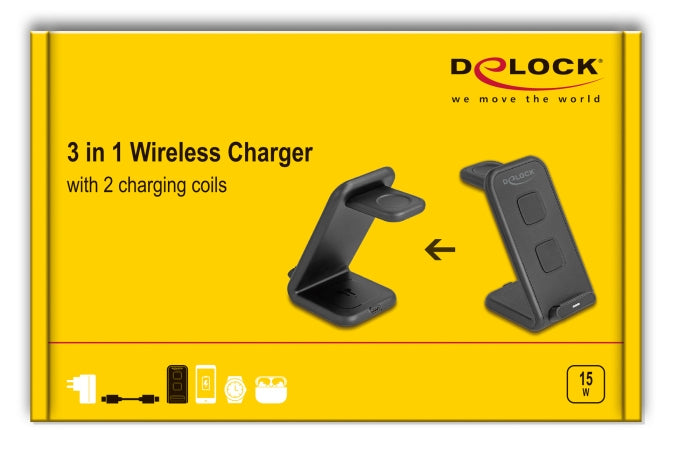 DeLOCK Wireless Charger 3 in 1 – Qi, 3 Geräte gleichzeitig