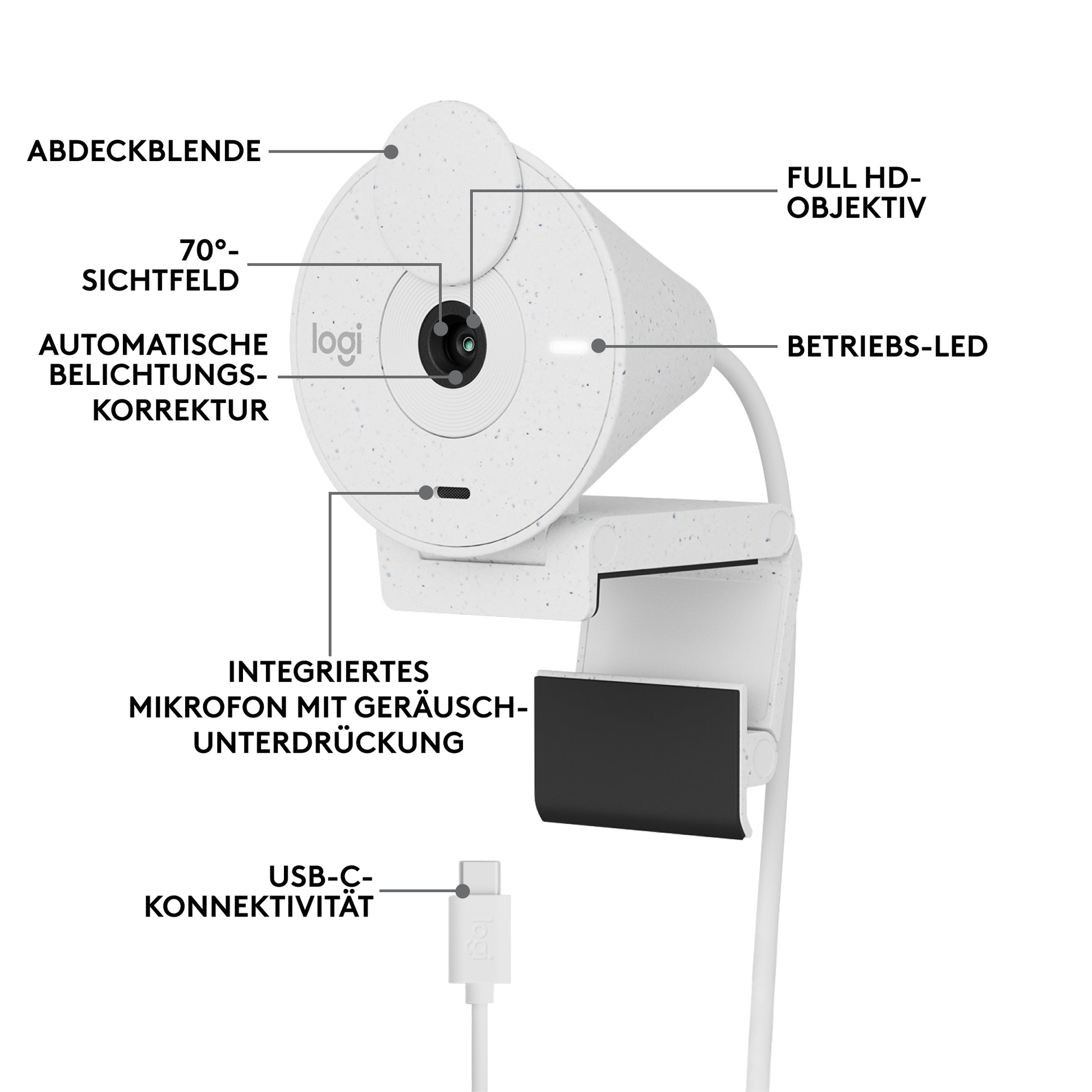 Logitech Brio 300 – Webcam – Full HD 1080p, Off-White