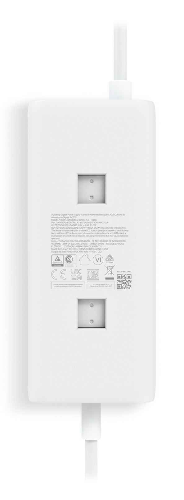 Ubiquiti PoE-Injektor 30 W – 10 Gigabit Ethernet, RJ-45×1, USB-C×1 – 48 V PoE – Wandmontage – Weiss
