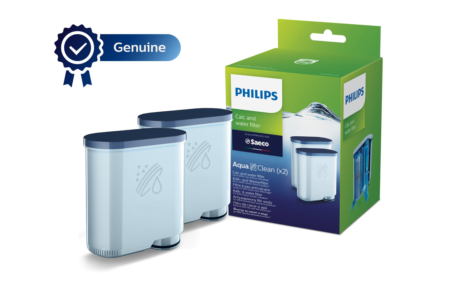 Philips Wasserfilter, Doppelpack, Kunststoff – für Kaffeemaschinen (ausgewählte Serien), AquaClean CA6903/22