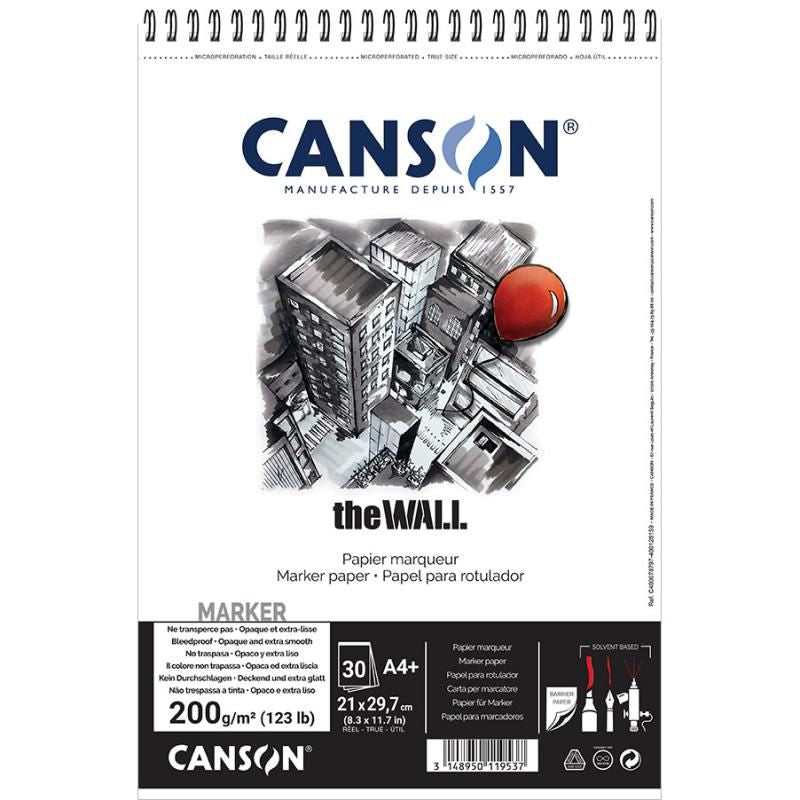 Canson Skizzenblock – A3+ – 200 g/m² – Spiral – 30 Blatt – für Tinte & Marker