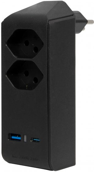 Brennenstuhl cleverLINE Steckdosenleiste, 2×T13 Steckdosen, 2×USB (1×A + 1×C), T12 Eingang, 300° drehbar – schwarz