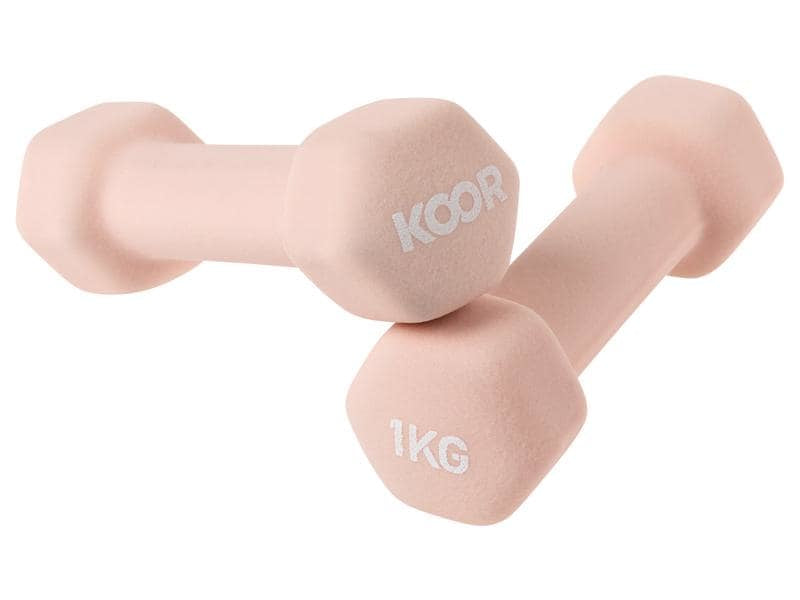 KOOR Kurzhantel Set – festes Gewicht – 1 kg – karamell, cremefarben – Eisen