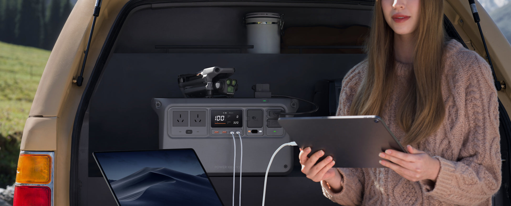 DJI Power 1000 V2 – Powerstation, 1024 Wh, 2600 W AC, LiFePO4, 6× AC, LCD, Wireless Charger