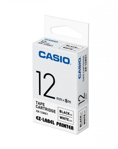 Casio Schriftband – 12 mm × 8 m, weiss, schwarz – XR