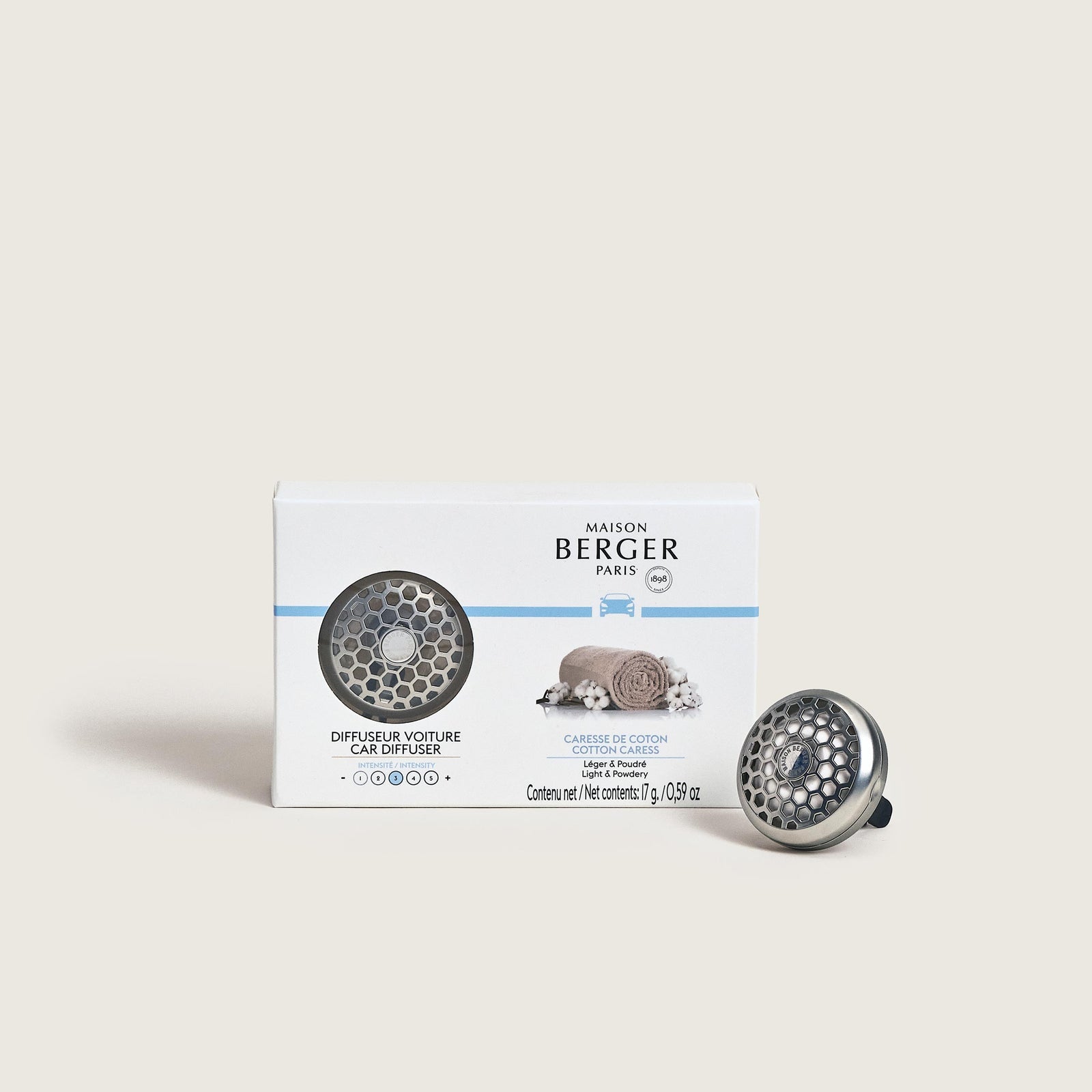 Maison Berger Paris Honey Comb – Auto-Lufterfrischer Clip, 28 Tage, Silber