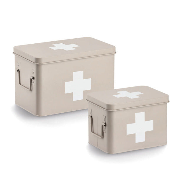 Zeller Present Aufbewahrungsbox (mit Deckel) – Metall – Beige/Weiss – 160 × 160 × 215 mm