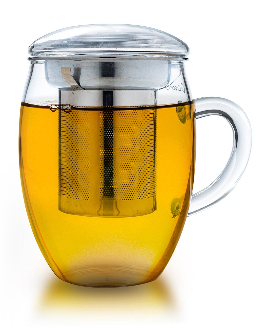 Creano Teeglas – 400 ml, Borosilikatglas, Transparent, mit Edelstahl-Deckel, spülmaschinenfest