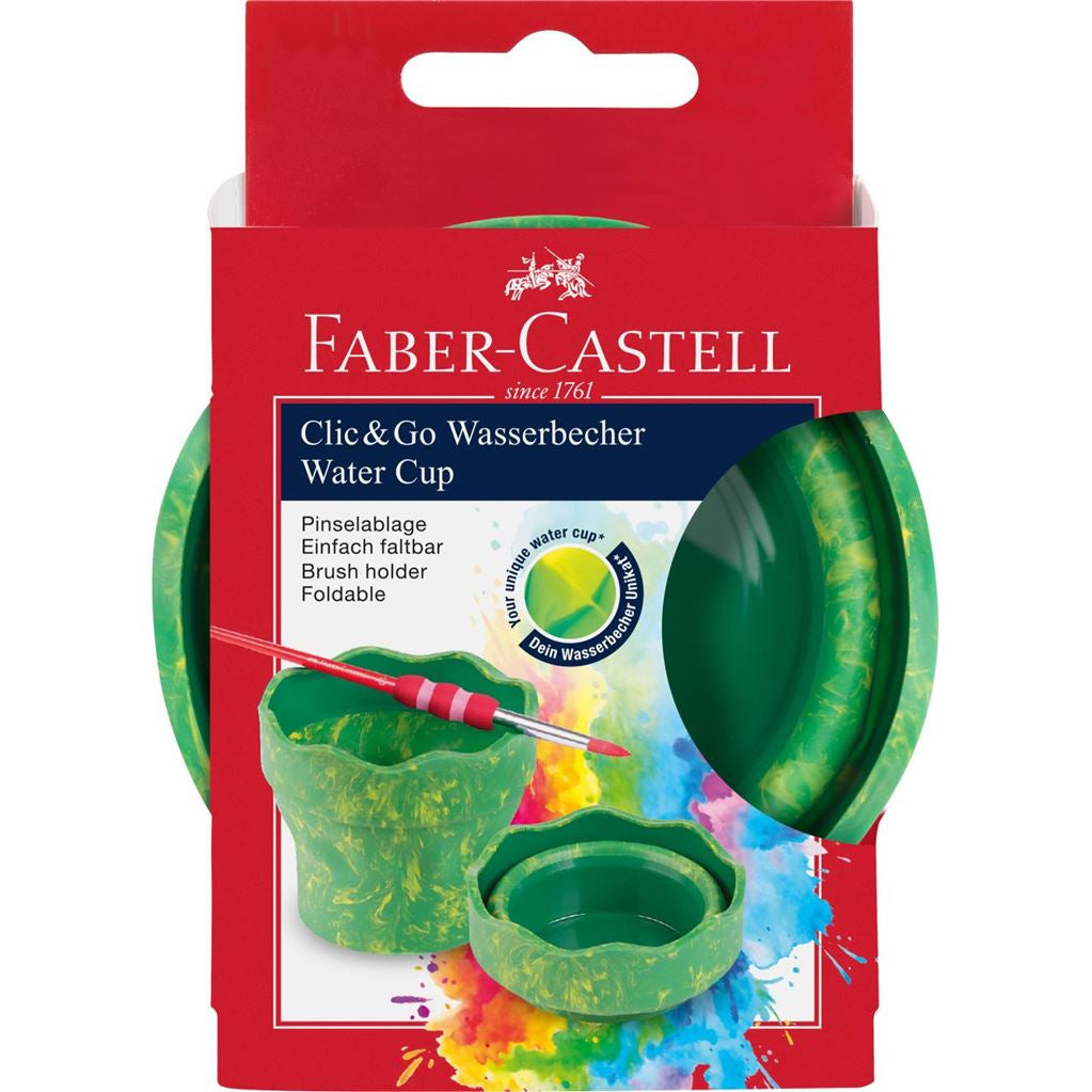 Faber-Castell Clic&Go 181528 – Wasserbecher, Grün, 1 Stück, mit Faltmechanismus