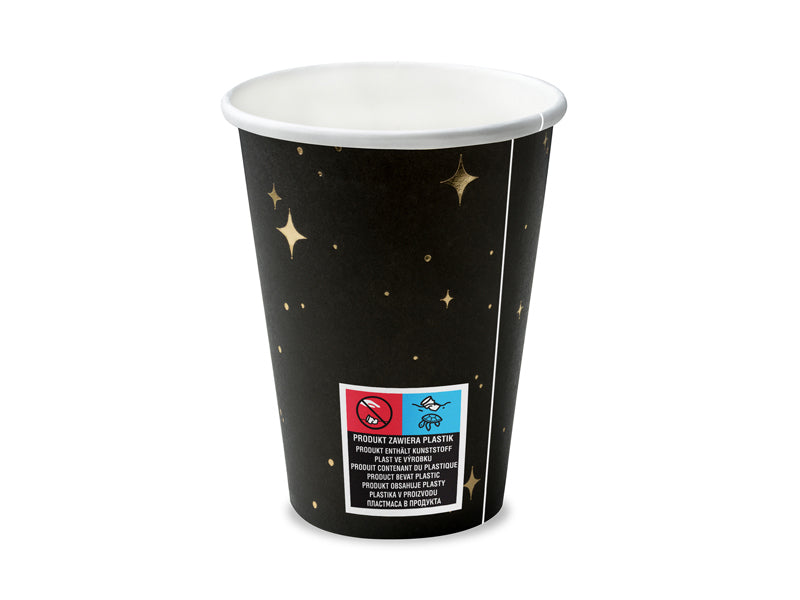 PartyDeco Becher, Papier/Karton – 2,6 dl – schwarz/gold – 6 Stk.