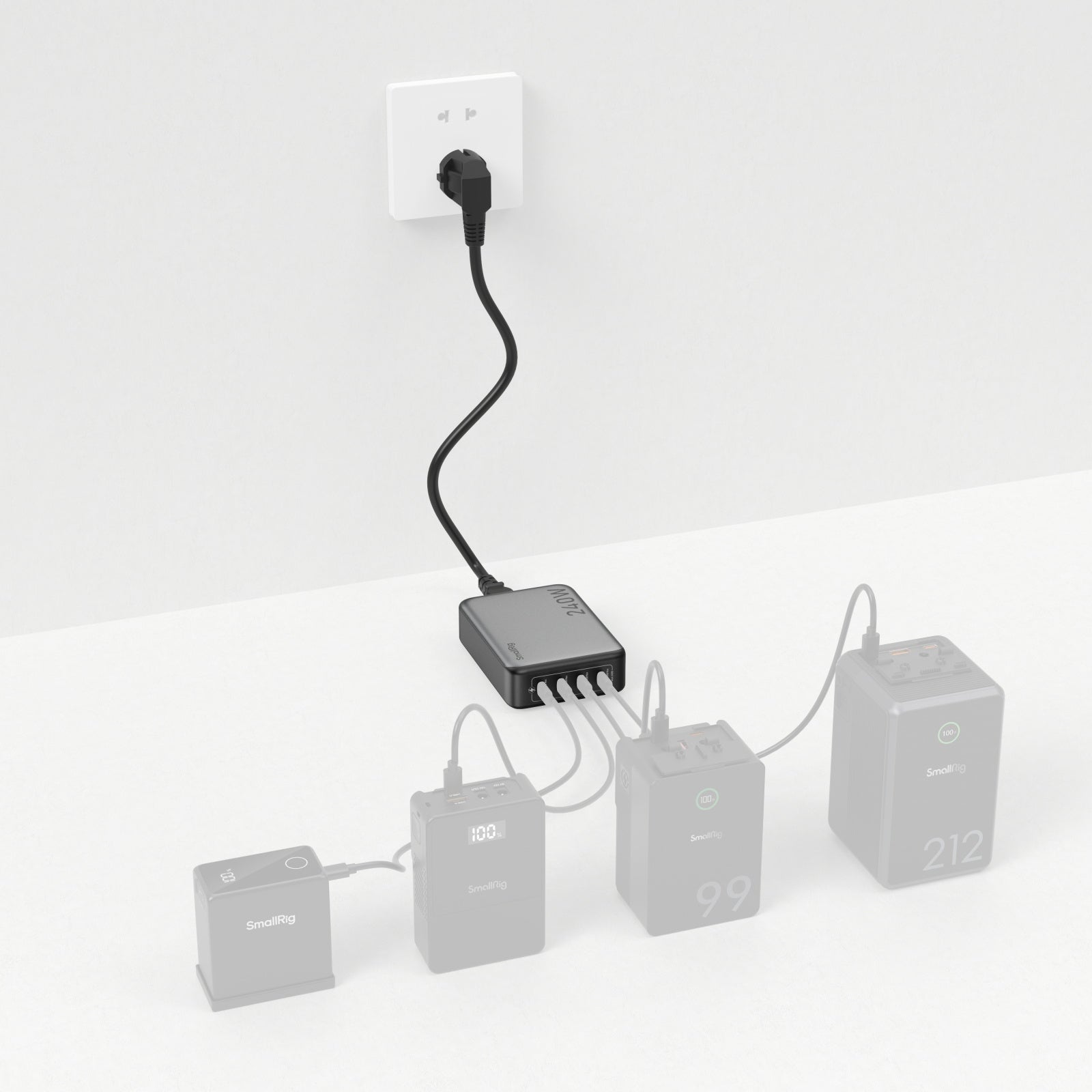 SmallRig 4752 USB-Desktop-Ladegerät 240 W – USB-C×4 – PD 3.1, EU-Stecker (Typ C) – Grau