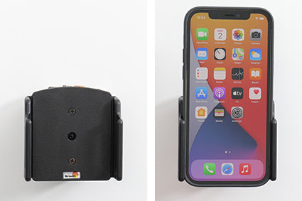 Brodit Auto-Halterung, Schraubbefestigung, 360° drehbar, neigbar – für iPhone 12–15 – Schwarz