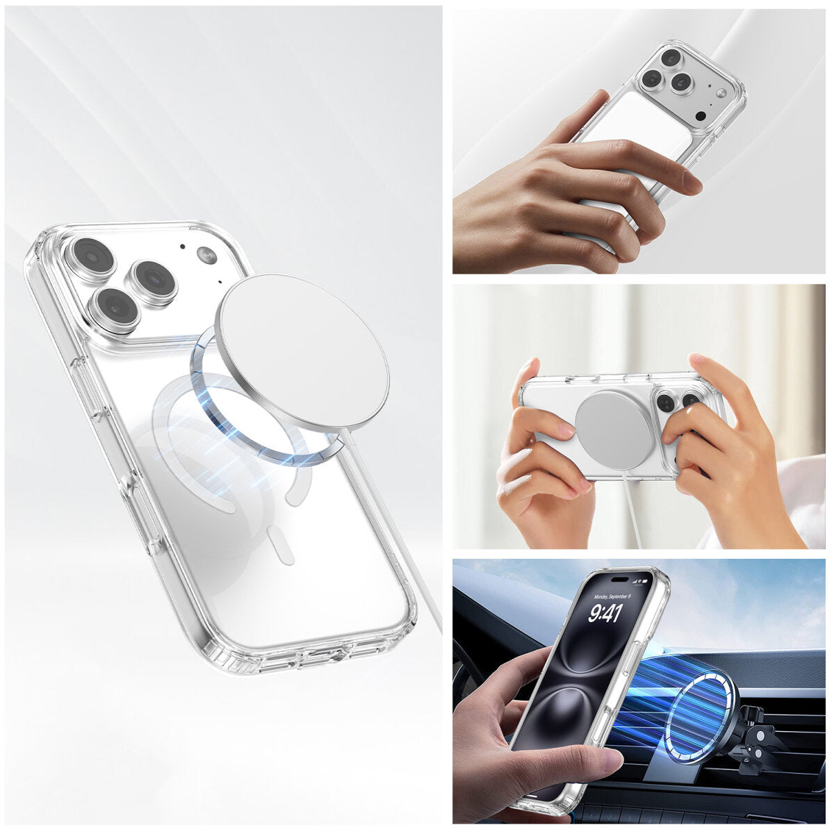 4smarts 3in1 Set – Backcover – für Apple iPhone 17 Pro Max, MagSafe, Gehärtetes Glas, Transparent, 3er-Set
