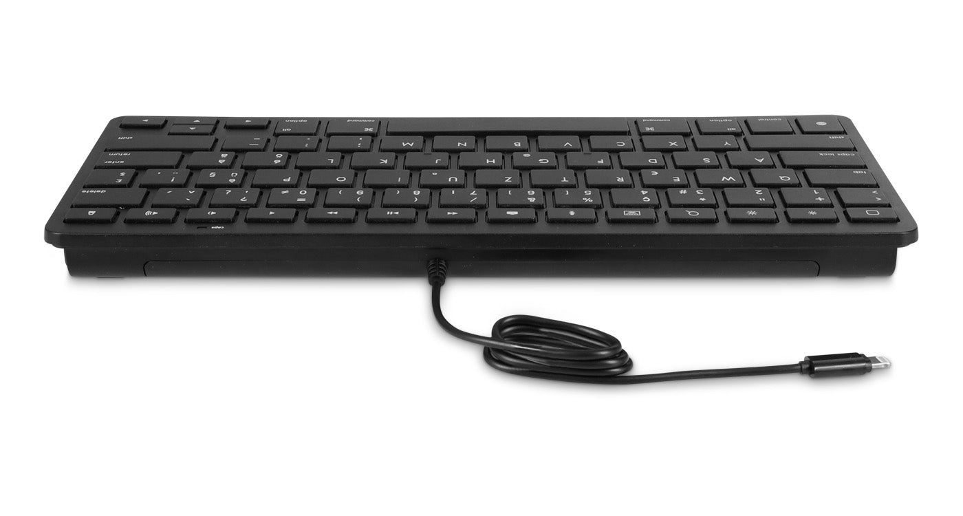 LMP Lightning KB – Tastatur, kabelgebunden (Lightning), CH-Layout (DE-CH), Scherenmechanik, Schwarz – für iPadOS & iOS
