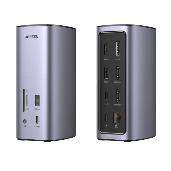 UGREEN 90325 Dockingstation – USB-C, 1× DP, 2× HDMI, 1× USB-A, 2× USB-C, 100 W PD, microSD, für Windows/macOS