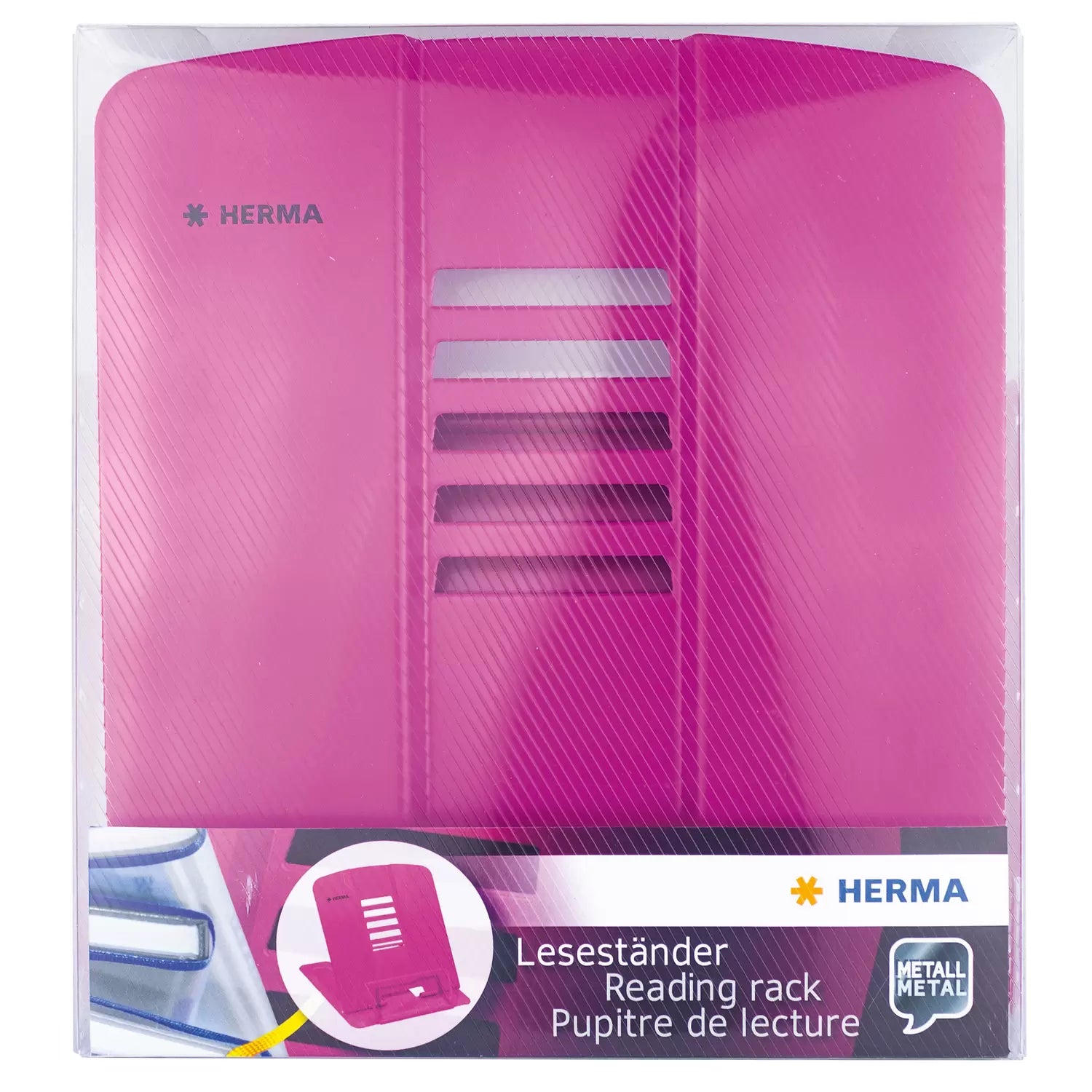 HERMA Leseständer – Metall, Pink, 198 × 190 mm