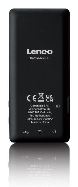 Lenco Xemio-669BK – MP3-/MP4-Player, 8 GB, microSD bis 256 GB, 2,4" Display, 18 h Akku – Schwarz
