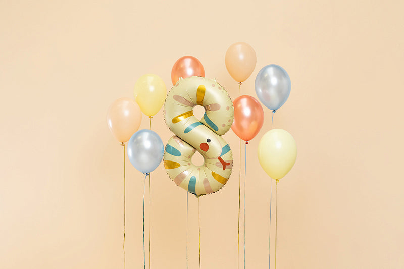 PartyDeco Folienballon – Zahl 8 (Schlange) – 55 × 88 cm – Folie, mehrfarbig