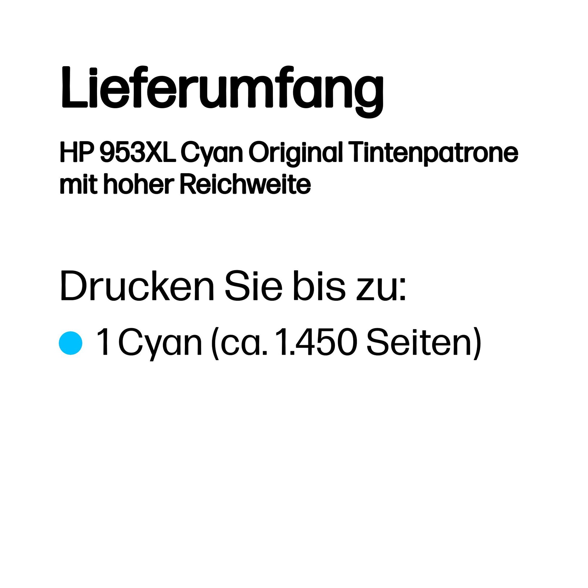 HP Tintenpatrone 953XL, Cyan, XL – für HP-Modelle und andere