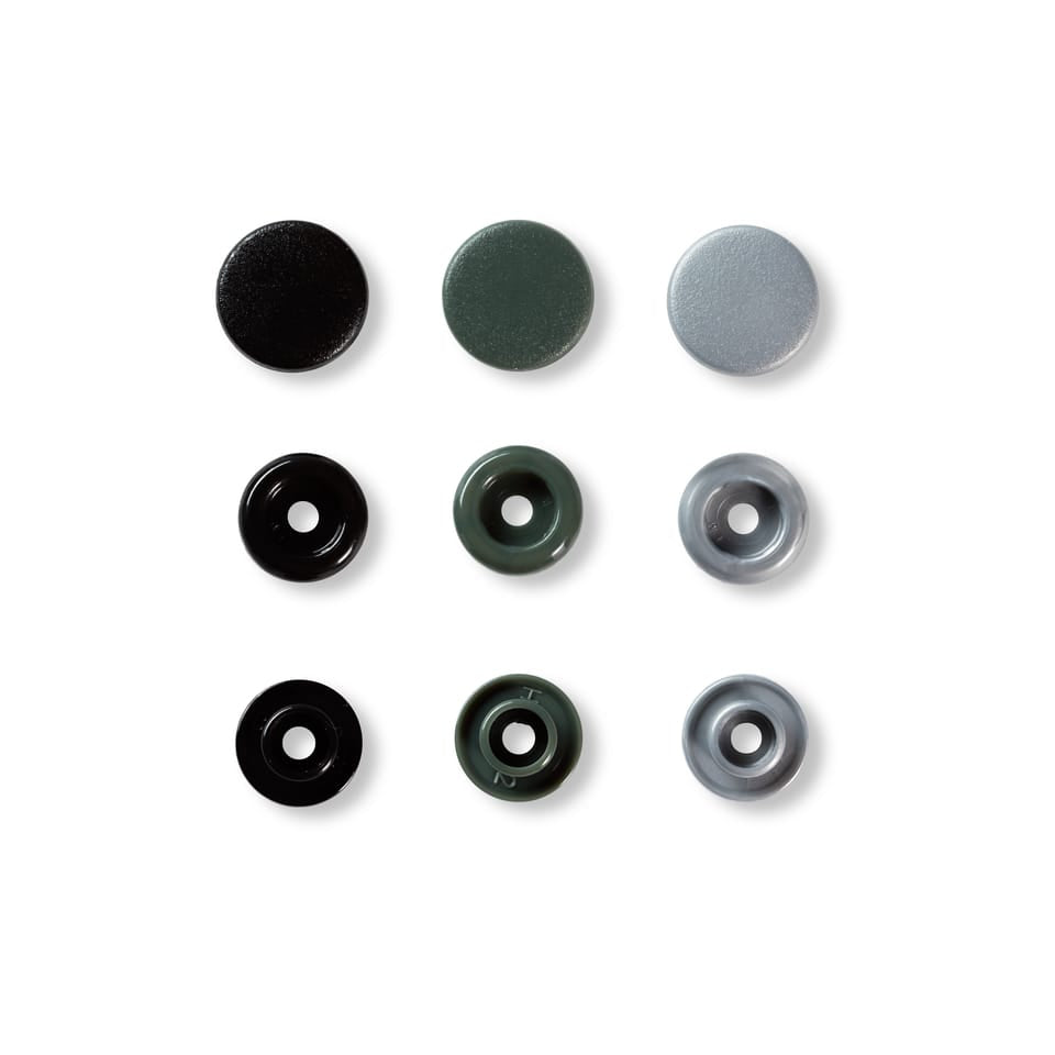 Prym Druckknopf Ø 12,4 mm – Kunststoff (POM), Grau, 30 Stück