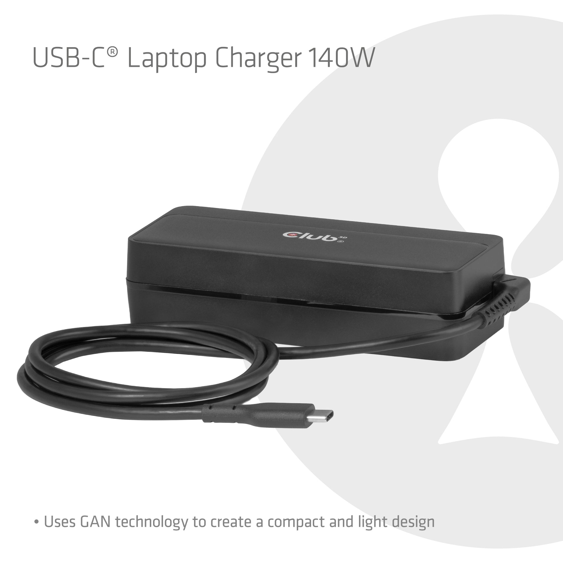 CLUB3D Club 3D USB-C Laptop-Ladegerät 140 W – USB-C×1 – Schwarz