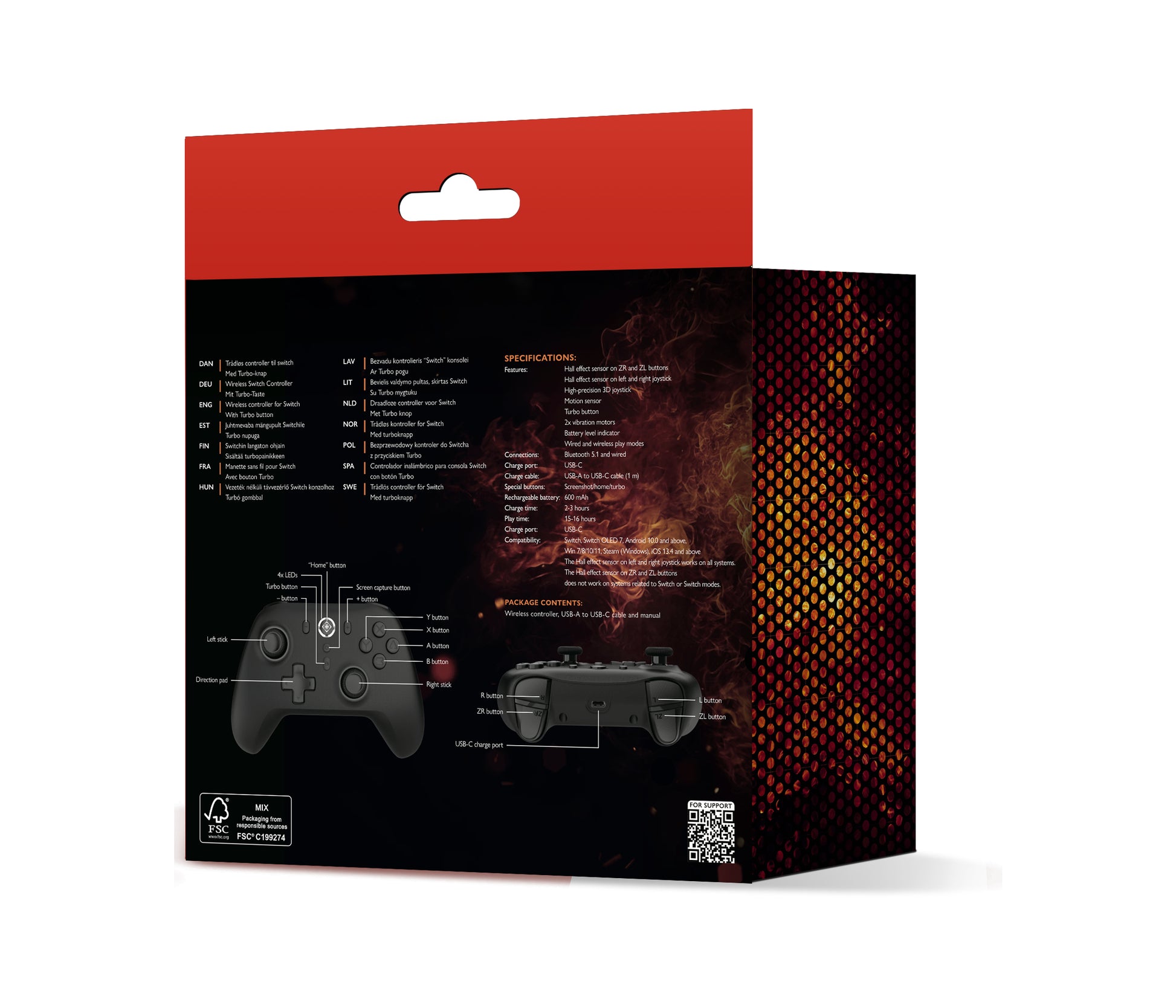 Deltaco Gaming GAM-179 – Gamepad – USB + Bluetooth, Halleffekt, 15–16 h – für Switch, Android & iOS