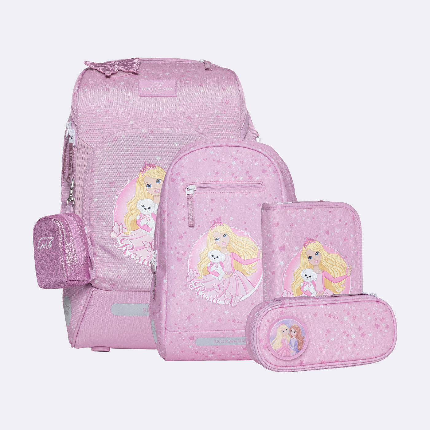 Beckmann Schulrucksack Active Air Flx – 6-teilig – Rosie – 26,0 × 39,0 × 22,0 cm
