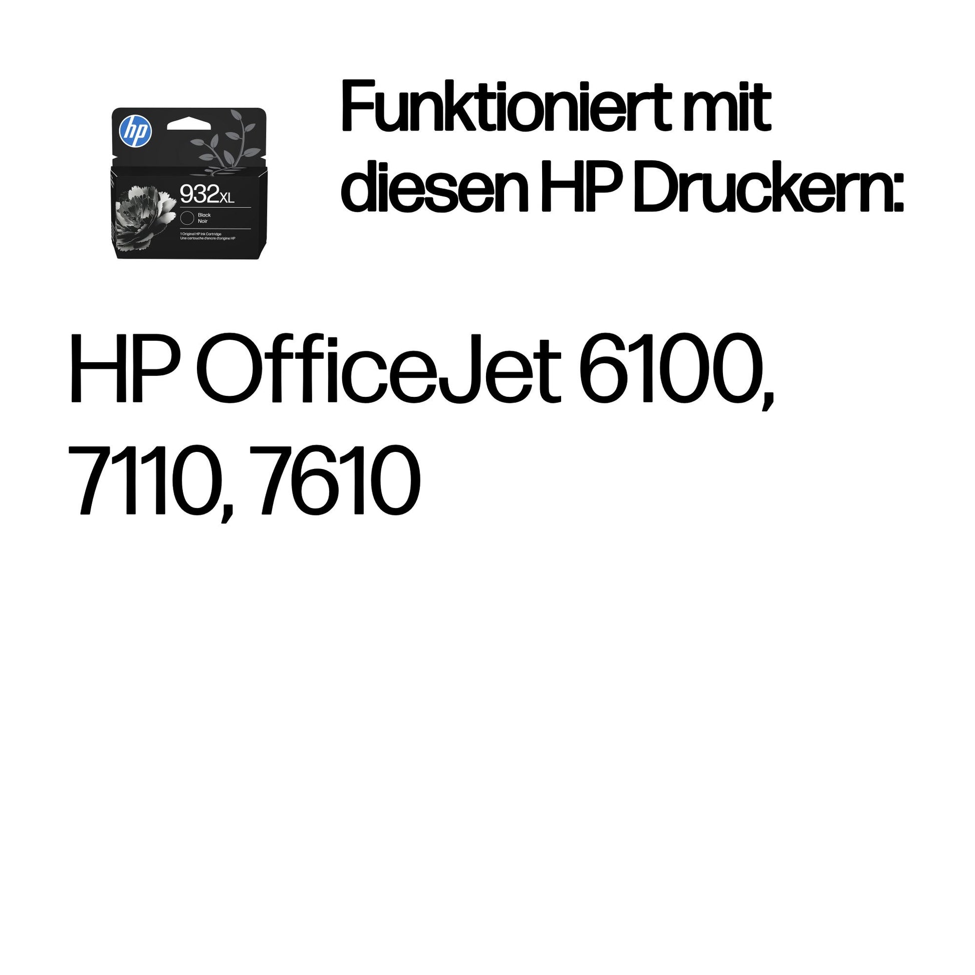 HP 932XL Schwarz Tintenpatrone (Original) – 1'000 Seiten – für HP OfficeJet 6100/7110/7610 – CN053AE