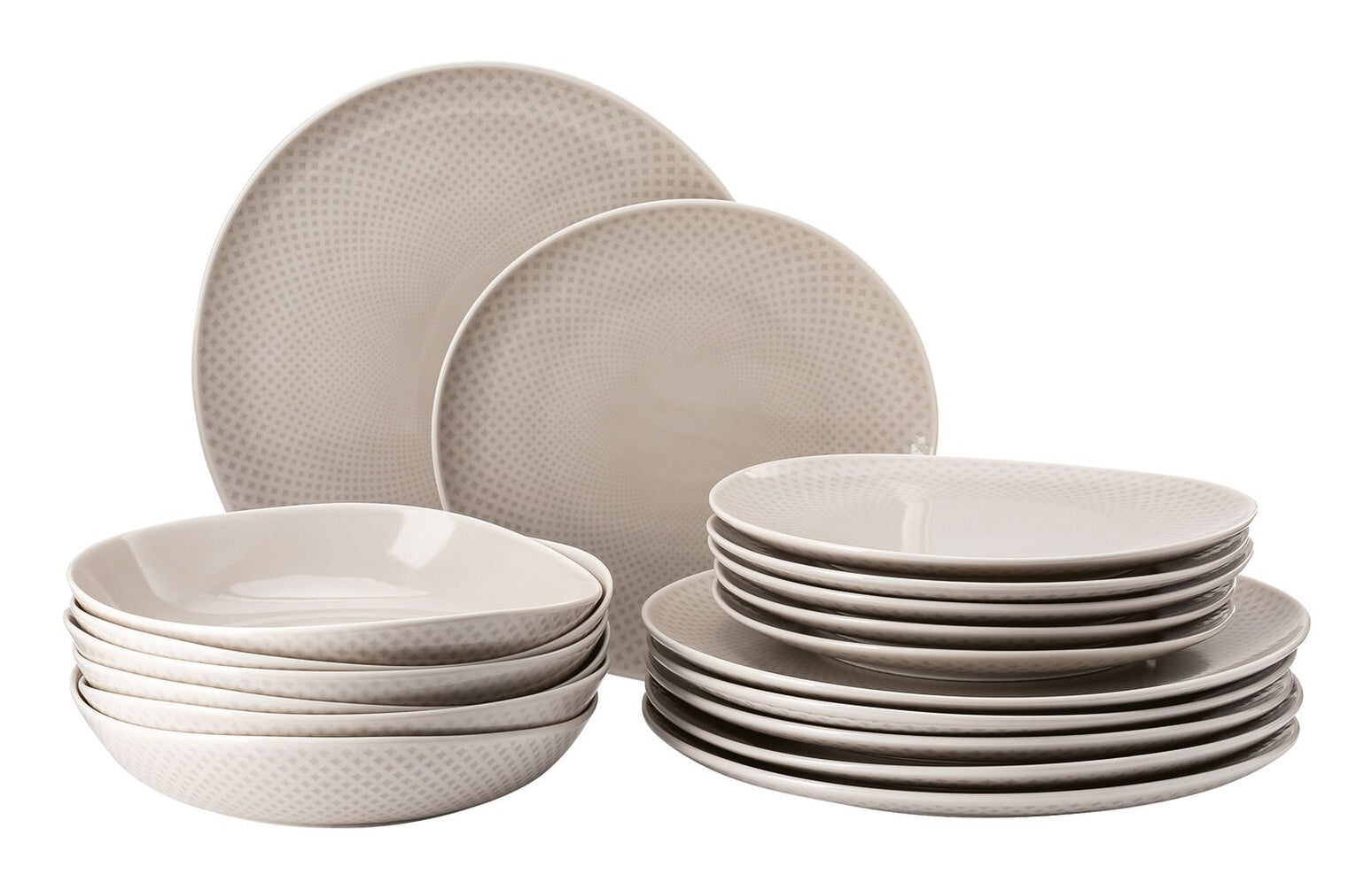 Rosenthal Junto Soft Shell Teller-Set – 18-teiliges Set, Ø 27/22/22 cm, Porzellan, Beige
