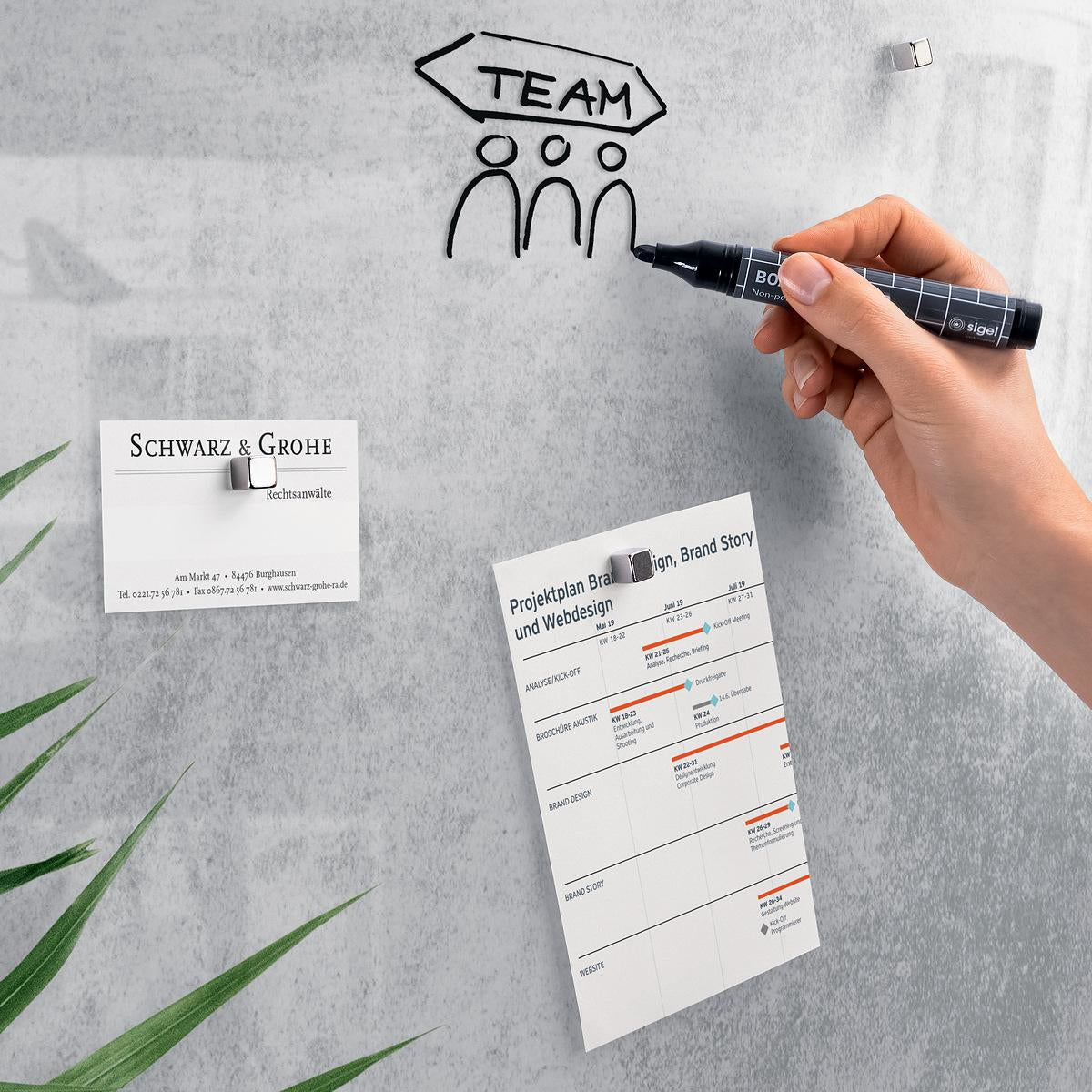 Sigel Whiteboard – 130 × 55 cm, Glas, magnetisch, Wandmontage, inkl. Magnete, Montagesatz