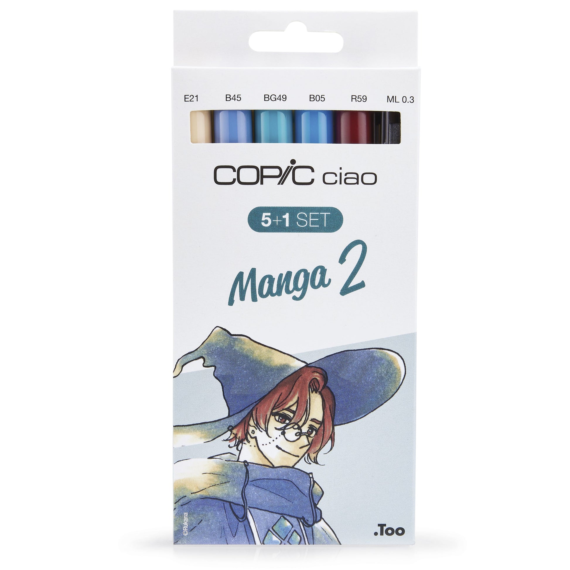 Copic Ciao Permanentmarker – Doppeltspitze (Keilspitze, Bürstenspitze) – Manga 2, 6er-Set