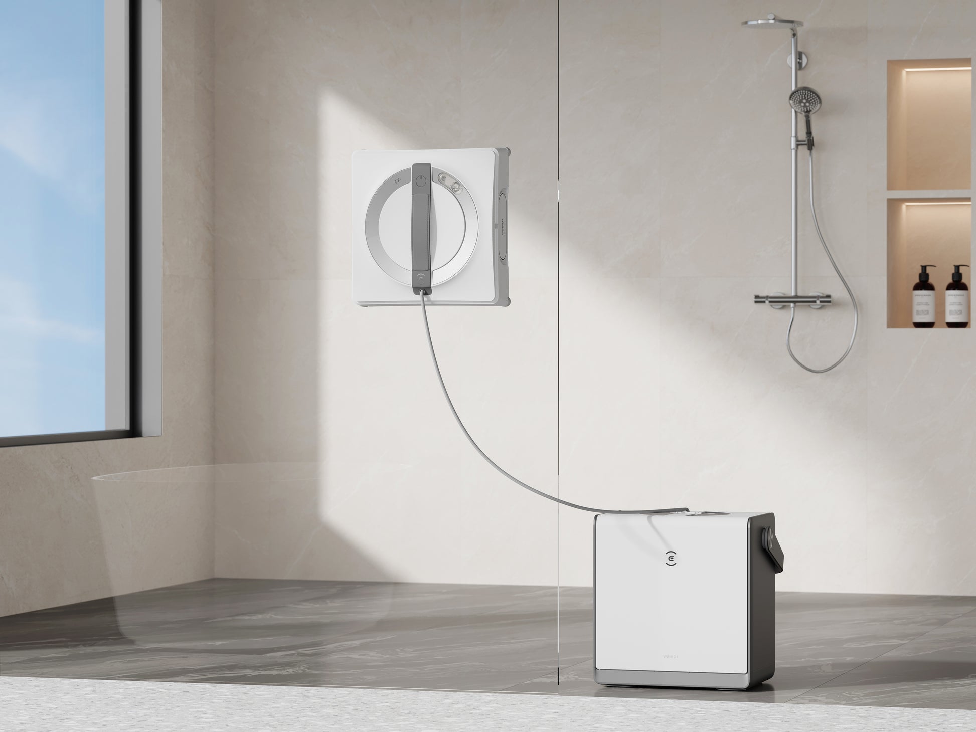 Ecovacs Winbot W2 – Fensterputzroboter – 2600 mAh, min. Fenstergrösse 30 × 40 cm, 63 dB, Weiss