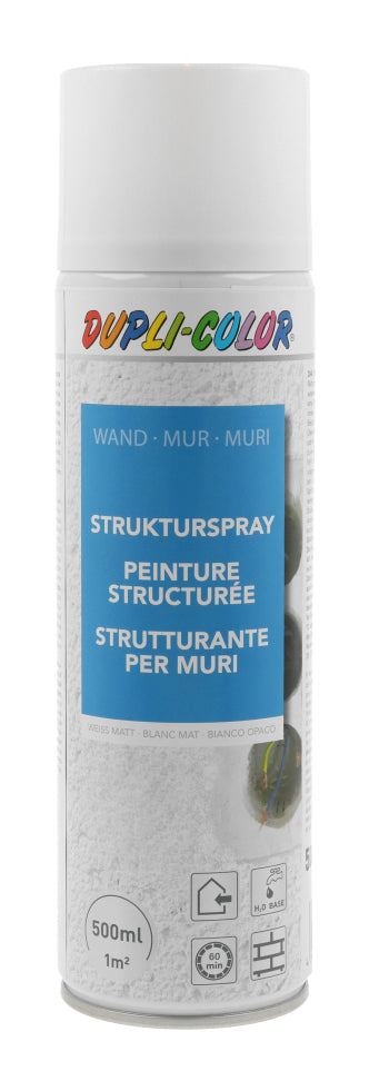 Dupli-Color Strukturspray – Farbspray – Weiss, 500 ml, für Beton, Gipskarton & Holz
