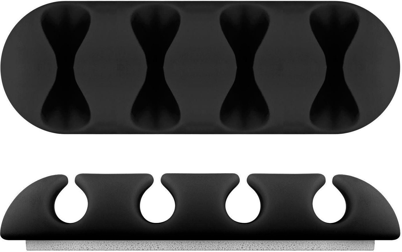 Microconnect Kabelhalter, 4-fach, selbstklebend, 2er-Pack – schwarz