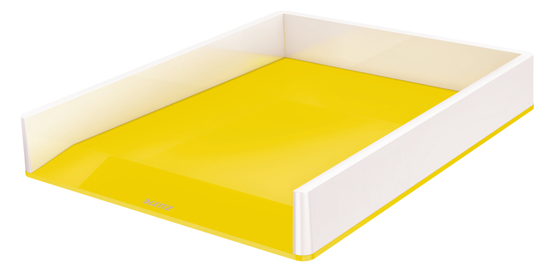 Leitz WOW – Briefkorb für A4/C4, Polystyrol (PS), Weiss/Gelb, Hochglänzend, 267 × 49 × 336 mm