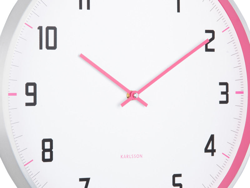 Karlsson Wanduhr Sporty – Ø 40 cm, rosa, Aluminium