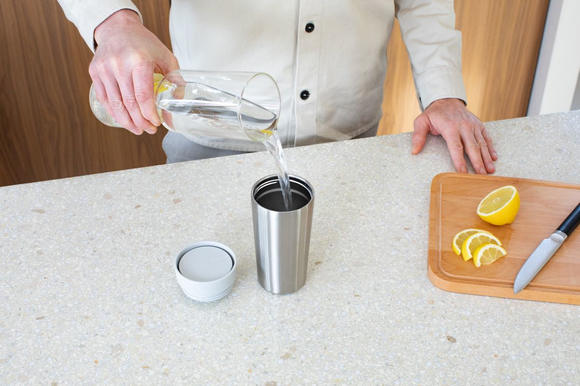 Brabantia Make & Take Thermobecher 360 ml – Doppelwandig 6-8 h heiss, Schraubdeckel, Edelstahl