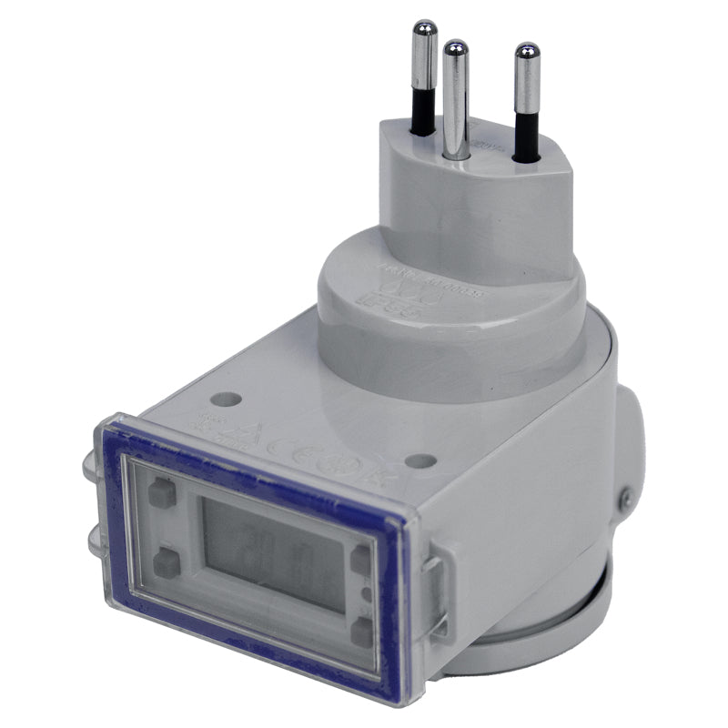 Steffen Zeitschaltuhr – Tages-/Wochen-Timer, digital – IP55, 230 V, 10 A – T13 Steckdose – Weiss