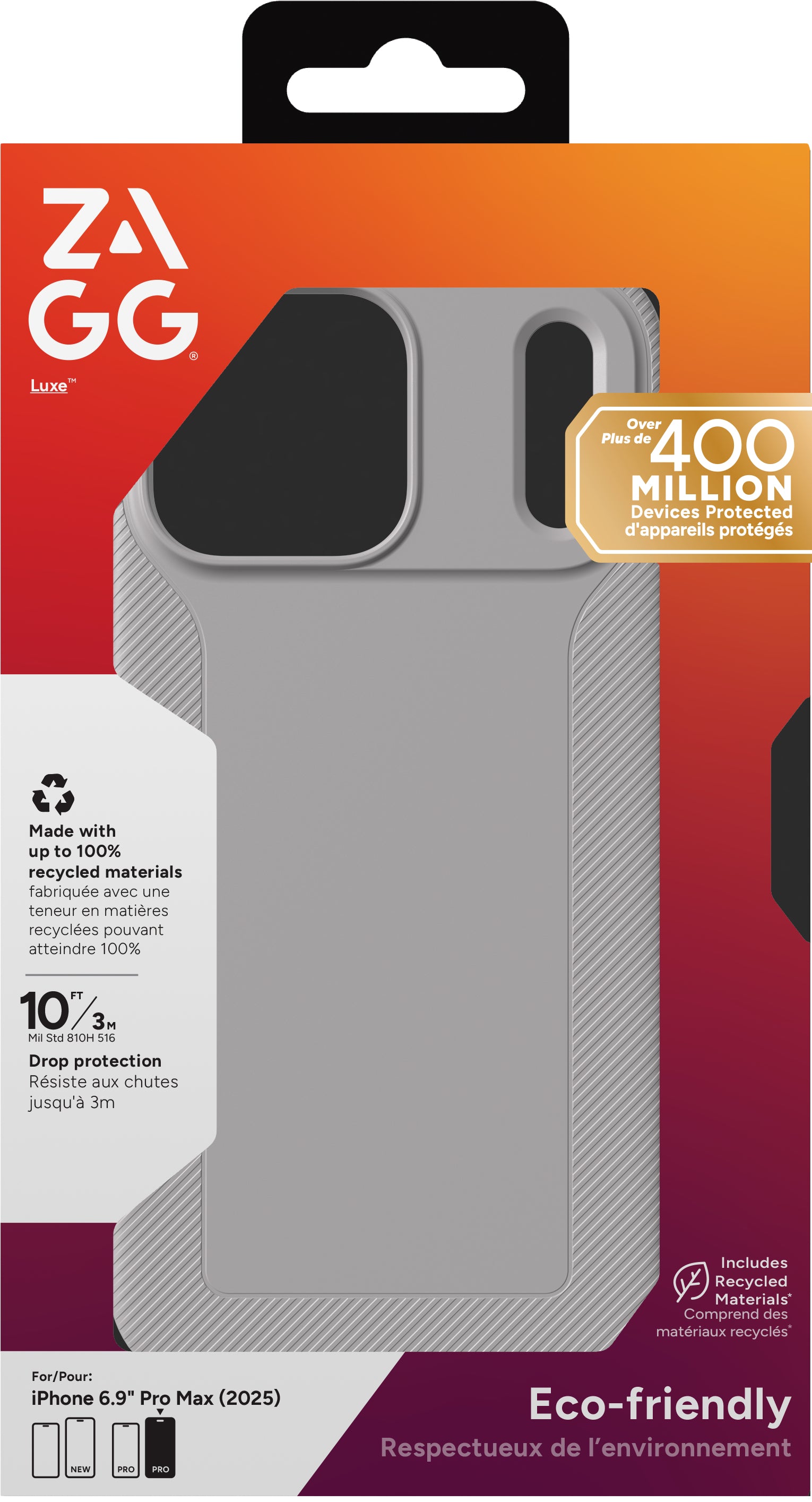 ZAGG Luxe Snap Backcover – für Apple iPhone 17 Pro Max, MagSafe, Graphen, Grau, bis 3 m Sturzsicher