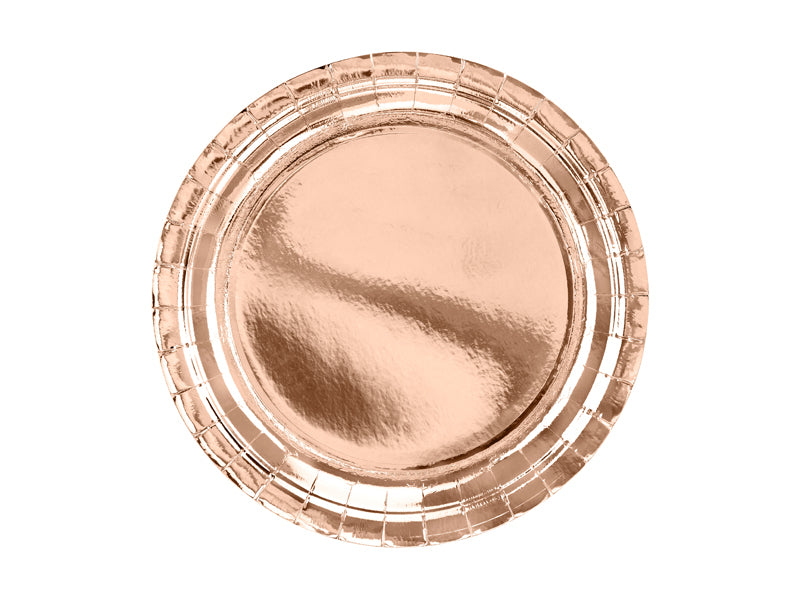 PartyDeco Teller, Papier/Karton – Ø 23 cm, Roségold – 6 Stk.