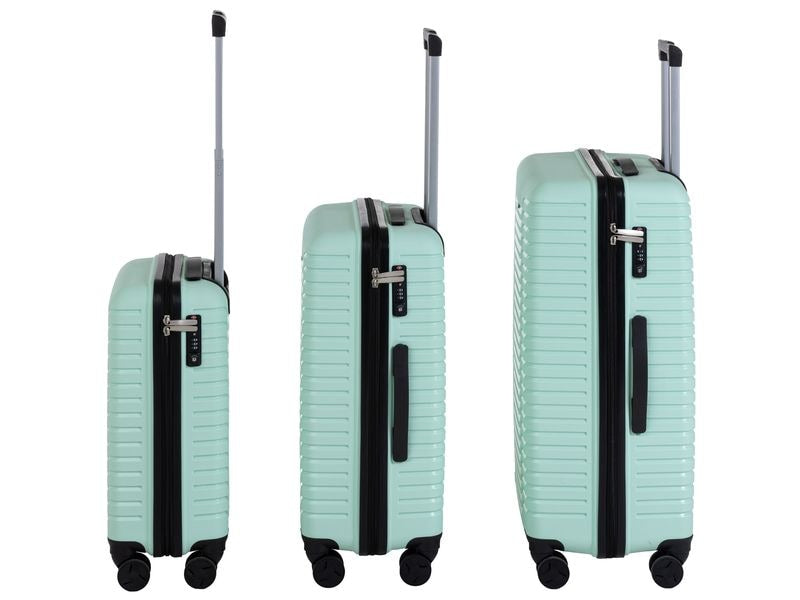 KOOR 3-teiliges Kofferset – Hartschale, 4 Rollen, mit TSA, Mint