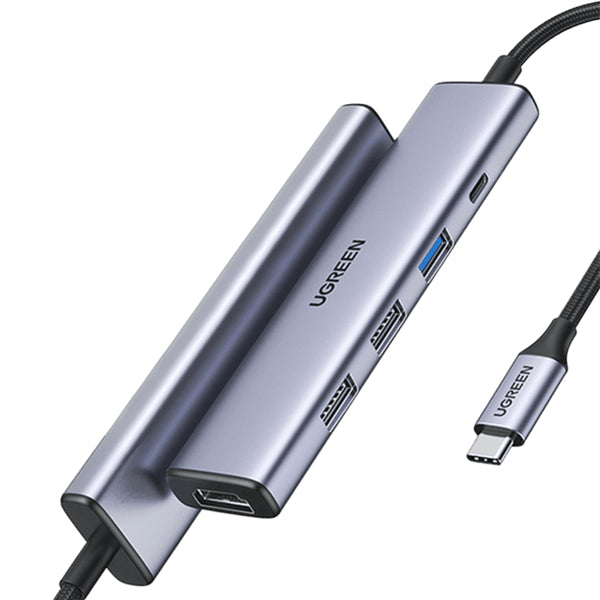 Ugreen 15495 Multiport-Adapter – USB-C, 1× HDMI, 3× USB-A, 100 W PD, für Windows/Mac/Linux