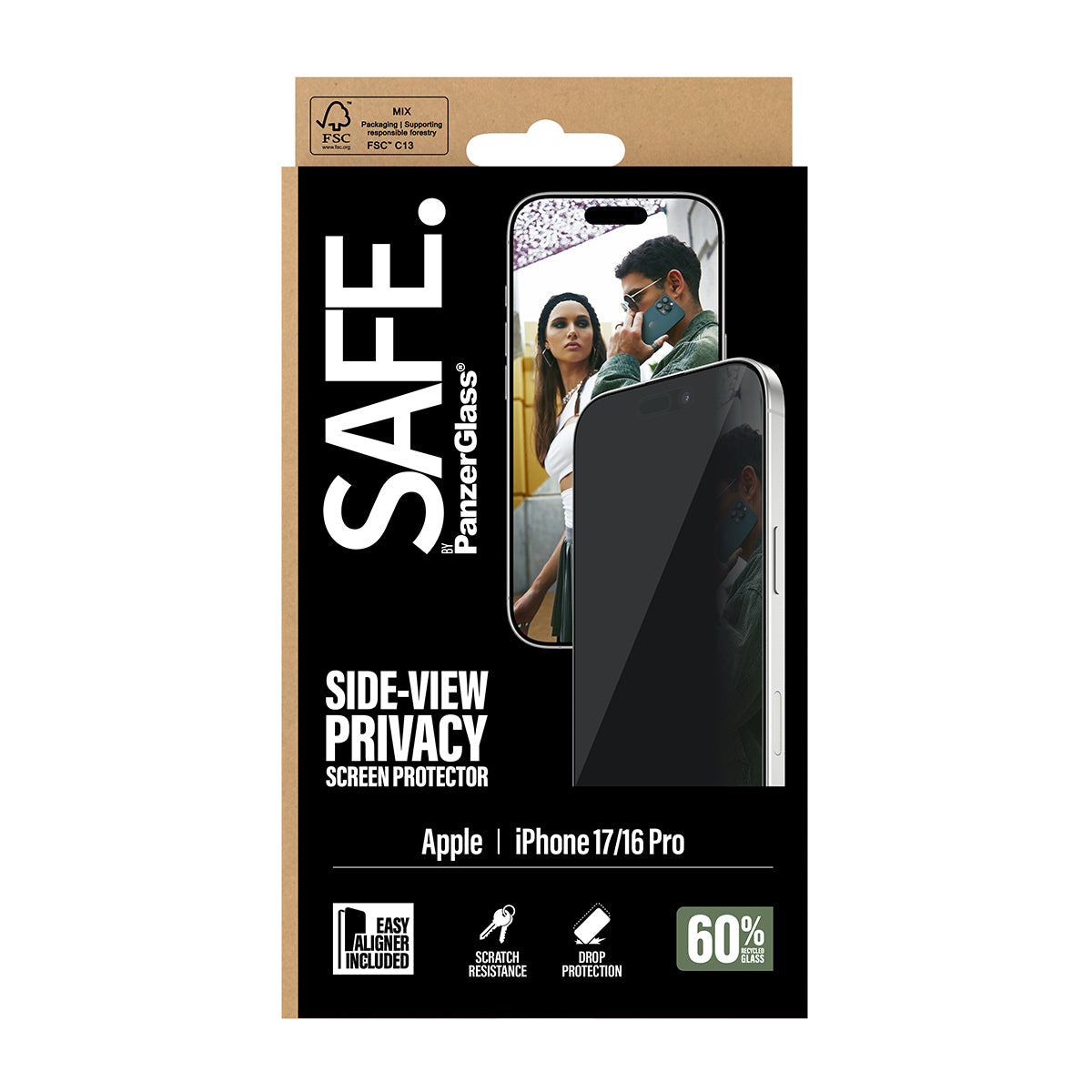 PanzerGlass Privacy-Displayschutzglas – für Apple iPhone 17, kratzresistent, stossfest, Hartglas, transparent