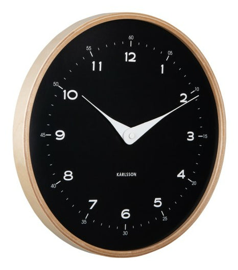 Karlsson Wanduhr – Analog, lautlos, Ø 30 cm, schwarz, Holz
