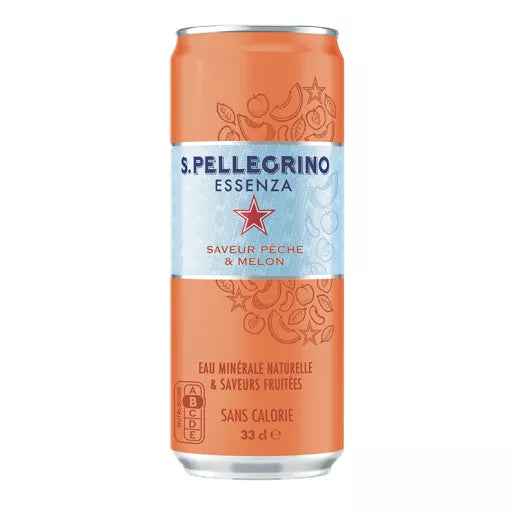 Sanpellegrino S.Pellegrino Essenza – Wasser mit Geschmack prickelnd, Pfirsich & Melone – 6 × 33 cl Dosen