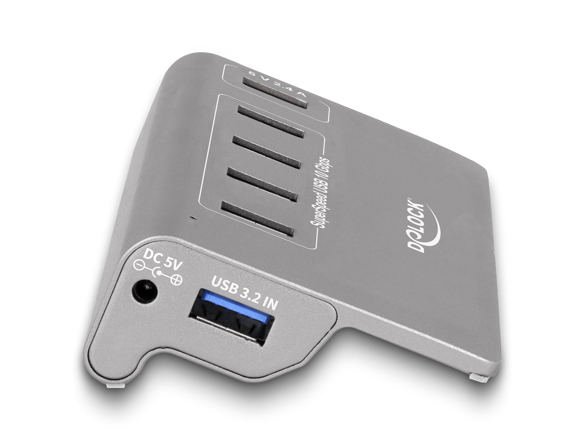 DeLOCK USB-Hub – USB-A, 4× 10 Gbit/s, 1× Schnellladeport, für Windows/Mac/Linux