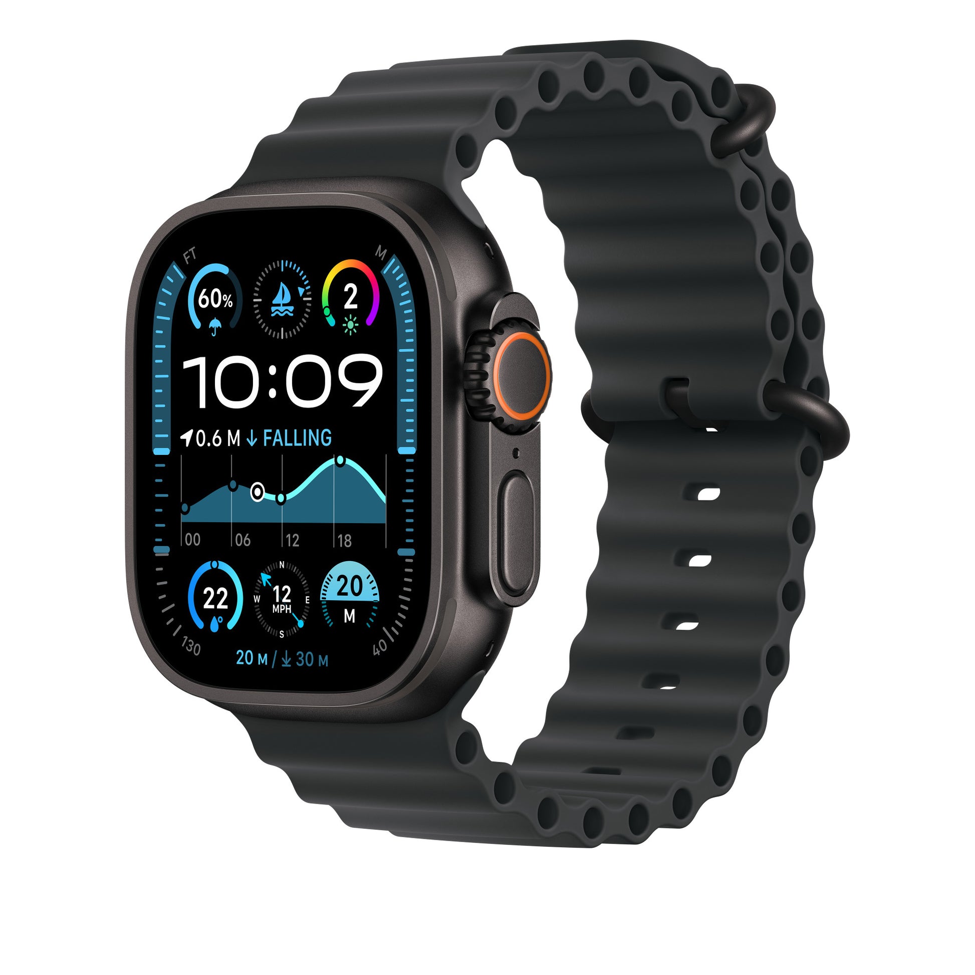 Apple Ocean Band Ext – Armband – für Apple Watch 49 mm, Schwarz, Elastomer (TPR)
