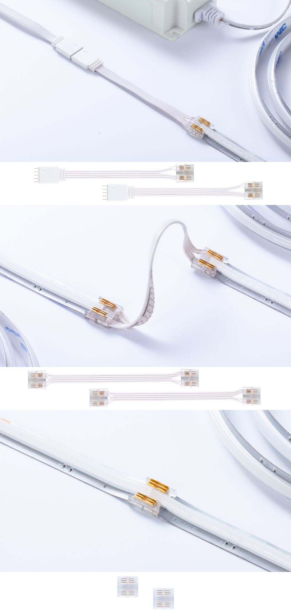 Paulmann Beleuchtungsstecker – Warmweiss, 24 V, IP20 – für LED-Strip – 4 Stk., Transparent/Kunststoff